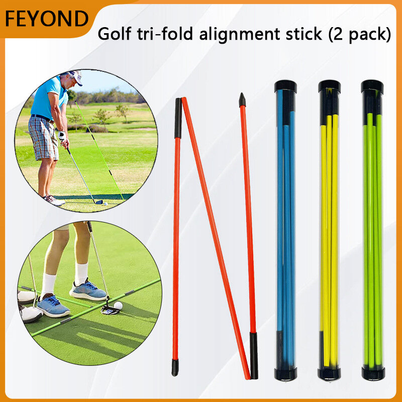 Golf Alignment Stick, 2 Pack Swing Training Aid Equipment Collapsible Golf Practice Rod Golf Swing Trainer Tools