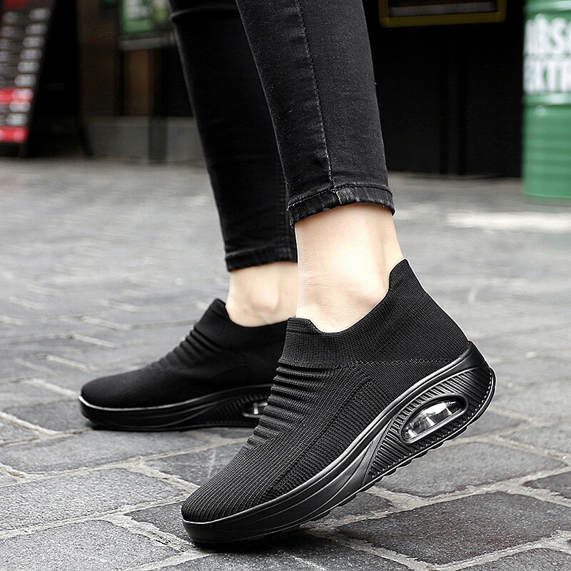 Женские кроссовки, модная прогулочная обувь, осенняя удобная повседневная обувь на танкетке без шнуровки