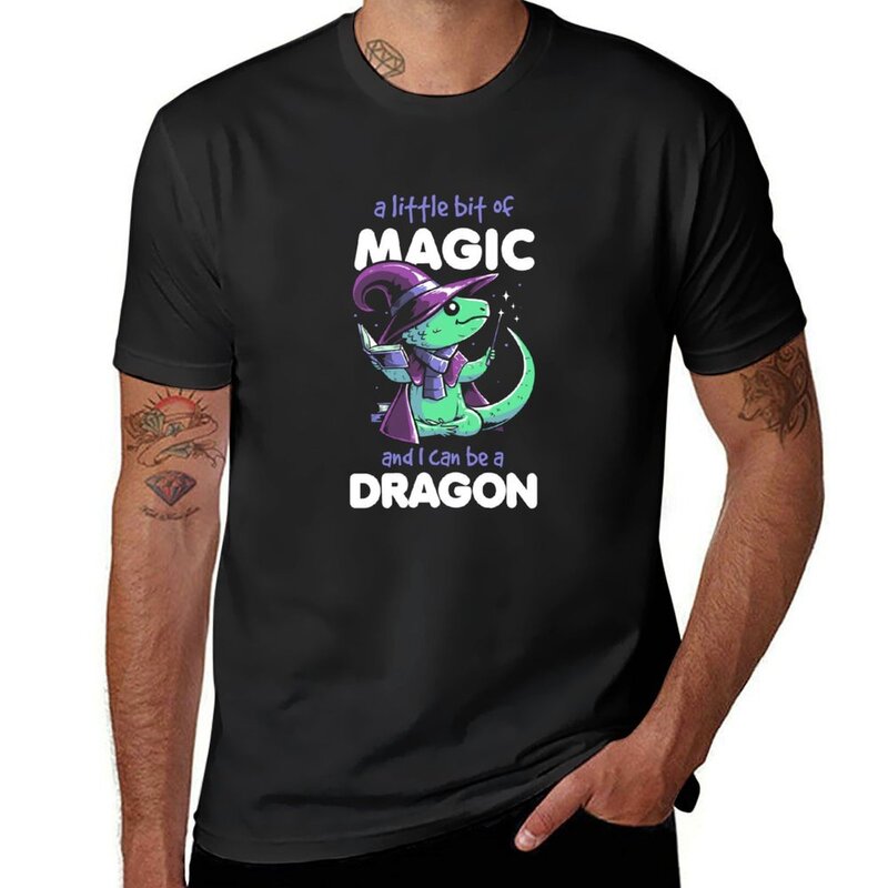 With Magic I Can Be a Dragon - Cute Book Witch Gift T-Shirt blanks aesthetic clothes t shirt men