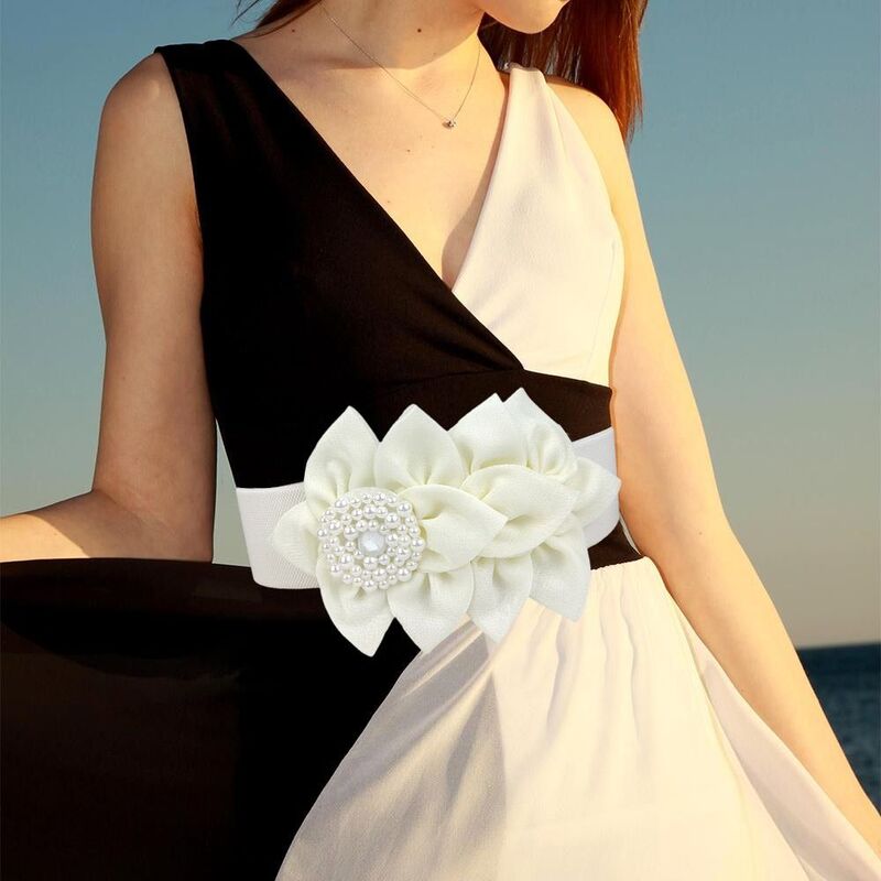 حزام مطاطي لتزيين الزهور ، أزياء غير رسمية ، واسعة ، أحادية اللون ، أحزمة خصر ، ديكور ملابس