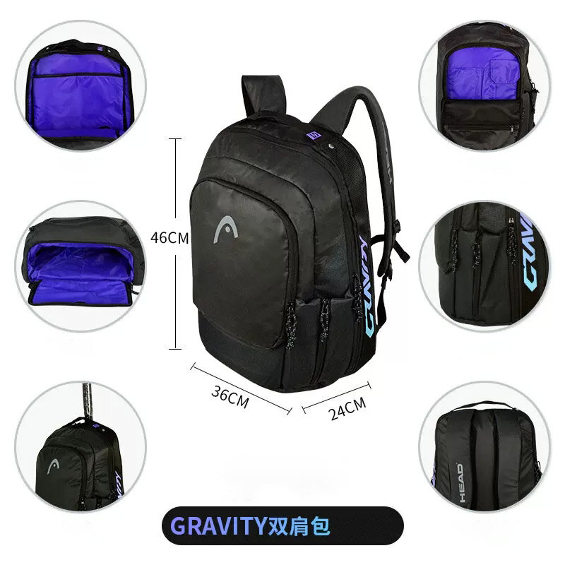 Ransel gravitasi kepala tas tenis Zverev 2 paket dalam