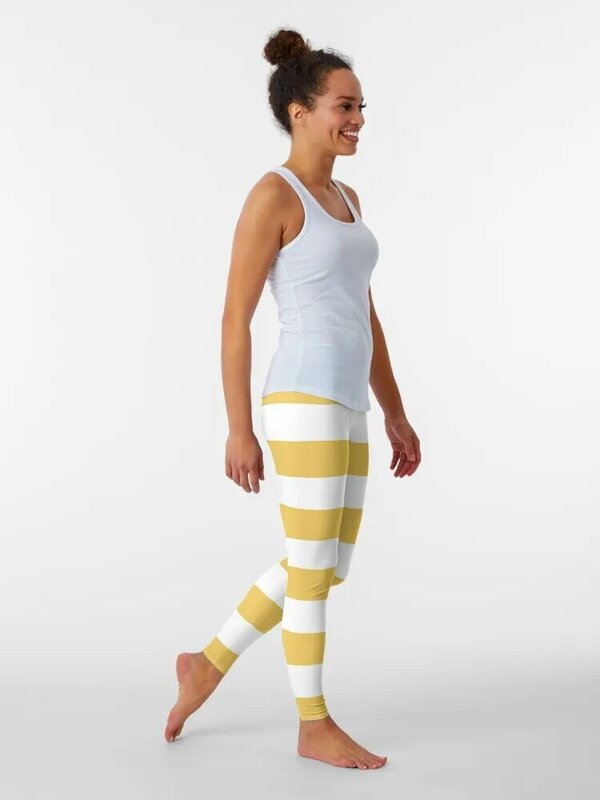 여성용 노란색 줄무늬 레깅스, 체육관 피트니스 세트, 푸시업 레깅스