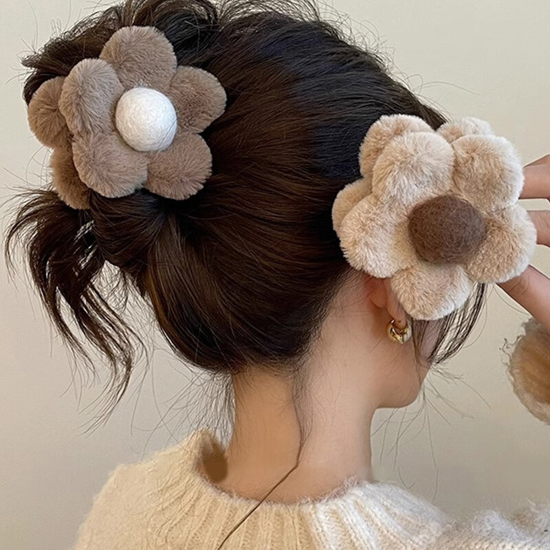 1PC Fabric Rose Flower Hair Claw Clips For Women Girls Hair Clip Barrette Plastic Hair Clamps Headwear Hair Accessories