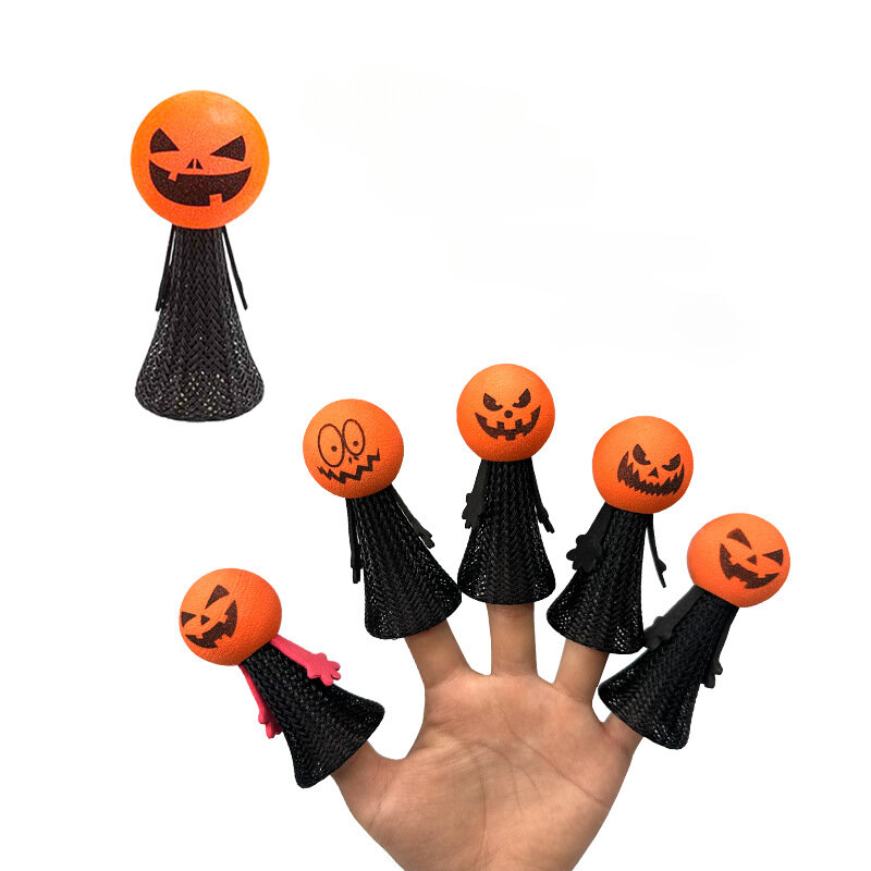 Halloween Stuiterende Elf Creatieve Stuiterende Pop Kleine Geschenken Voor Kinderen Eva Pompoen Hoofd Vinger Poppen Speelgoed Beste Halloween Geschenken
