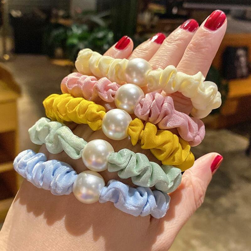 Hair Rope Pearls Hair Accessories Polyester Faux Pearl Elastic Hair Rope for Women