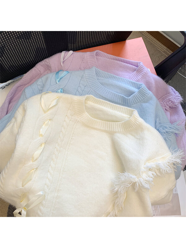 女性用長袖ニットセーター,古着,美的,原宿,y2k,90s, 2000s
