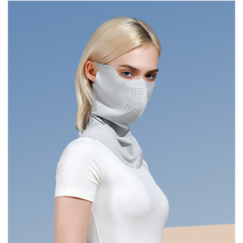 Maschera di seta di ghiaccio tinta unita sciarpe per il viso estive protezione UV protezione solare sciarpa per il viso copertura avvolgente per il collo copertura per il viso con bavaglino a prova di sole
