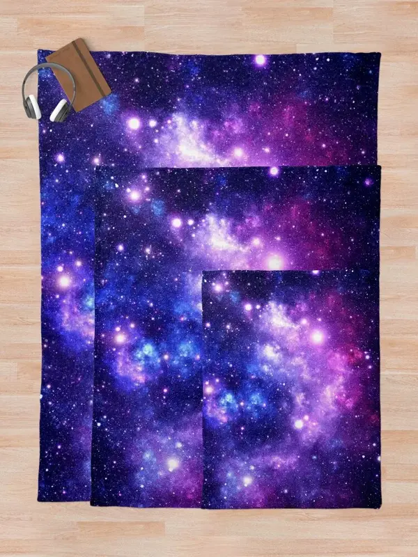 Purple Blue Galaxy Nebula Throw Blanket For Baby Custom Beautifuls Flannel Fabric Blankets