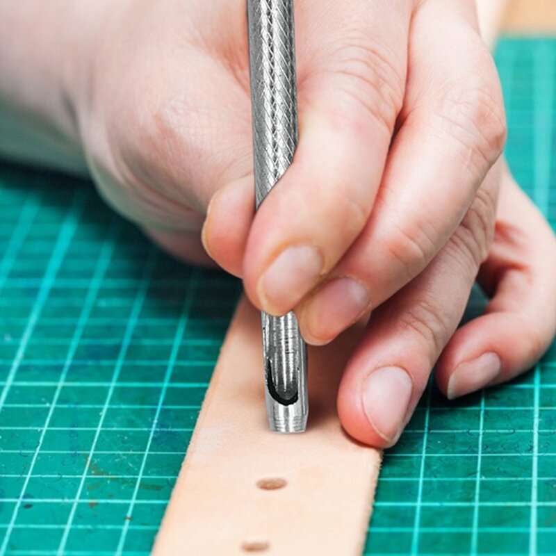 Perforadora cuero compacta, herramienta perforación artesanal cuero, cortadora agujeros, herramienta acero, envío