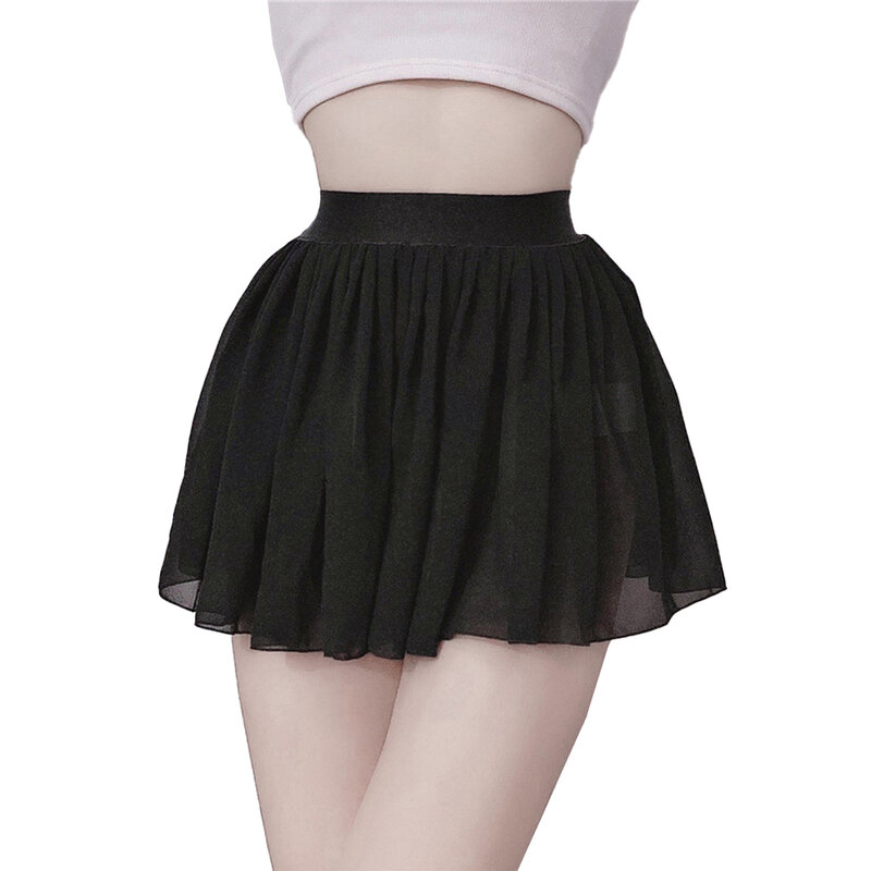 New Women\'s Skirt A-line Club Comfortable Daily Short Skirts Skater Pleated Slight Strech Solid Color Free Size