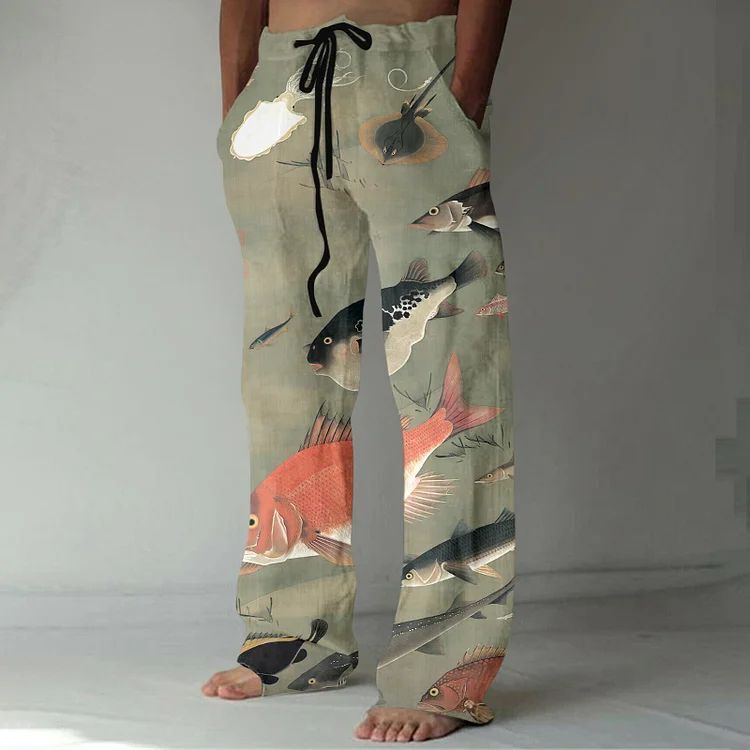 กางเกงสแล็คพิมพ์ลายดิจิทัลสำหรับผู้ชายชุดสัตว์วัยรุ่นวัยรุ่นใหม่2024ยุโรปและอเมริกา