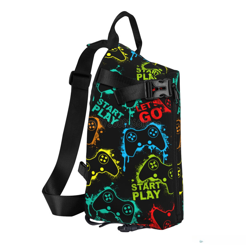 Colorful Joystick Game Crossbody Sling Backpack Video Game Casual Sling Bag Travel Sport Running Hiking Chest Bag Daypack