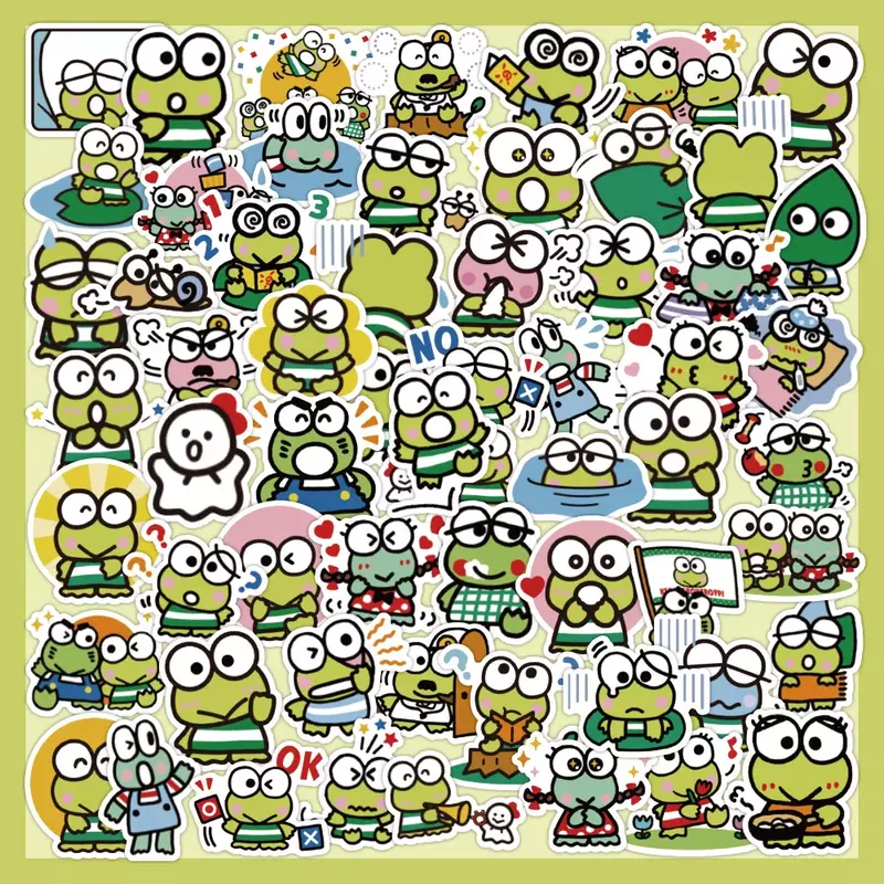 Cartoon Big Eyed Frog Series Adesivos Decorativos, Graffiti Adesivos para Malas, Casos de Telefone, Laptop, Skate, Brinquedos DIY, 60Pcs