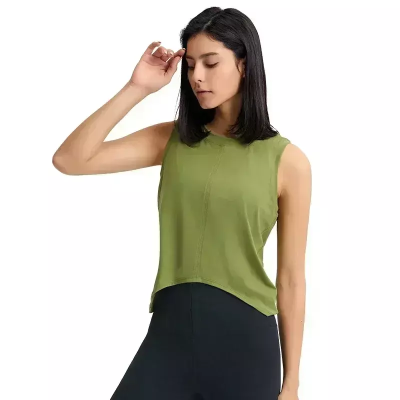 Citroen Vrouwen Sport Yoga Tank Top Gym Fitness Ademende Workout Vest Crop T-Shirt West Mouwloze Shirts Tops Dames Kleding