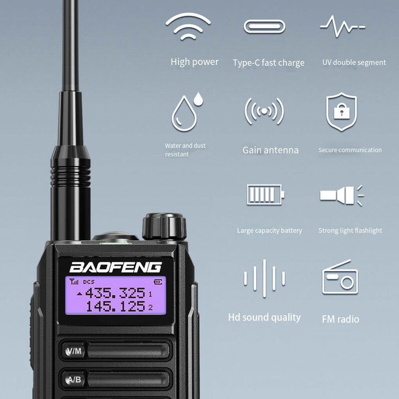 BAOFENG UV-16 PLUS Walkie Talkie Long Range High Power Profesional Handheld Transceiver Dual Band 2 Way Hunting Radios