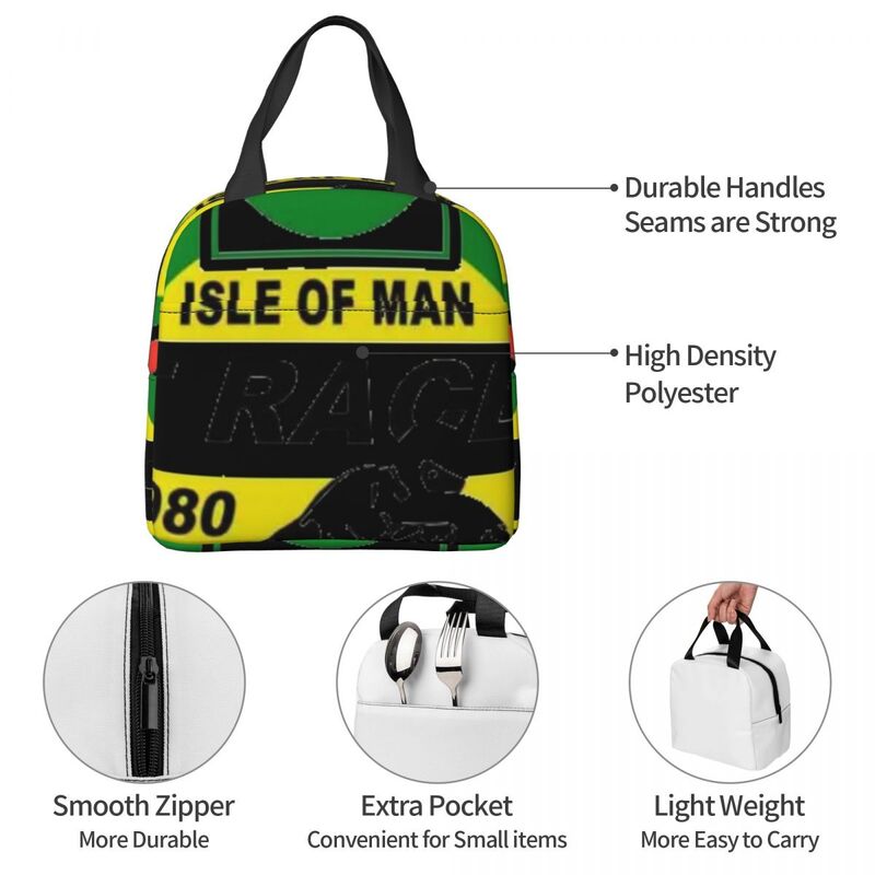 Motorcycle Racing Isle Of Man TT Races 1980 Lunch Bag Insulation Bento Pack Aluminum Foil Rice Bag Meal Pack Ice Pack Handbag