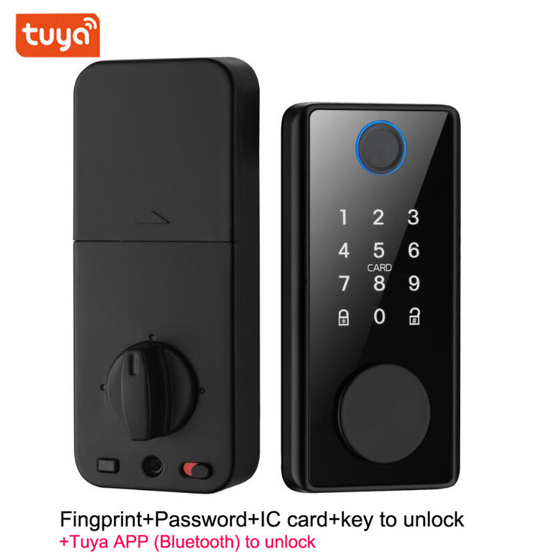 Kunci gerendel cerdas dari Tuya Bluetooth App biometrik kata sandi sidik jari tanpa kunci masuk kunci pintu depan
