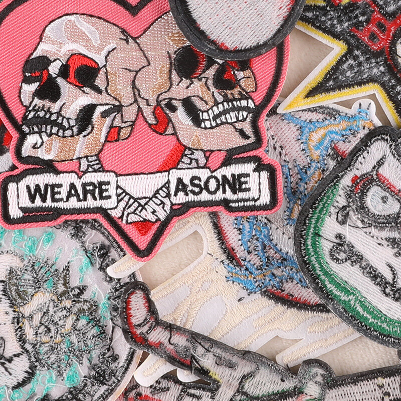 Hot Eye Heart Skull Embroider Badge Sew Cartoon Sticker Adhesive Patch DIY Fabric Heat Label for Cloth Jeans Skirt Fast Iron