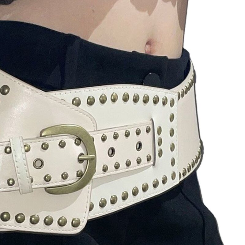 Cinto cintura adulto exagerado com fivela pino ajustável cintos cintura irregulares para rebites femininos decorações