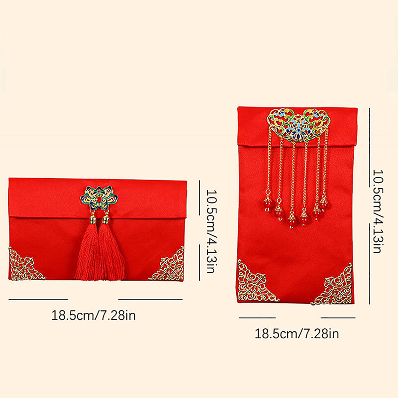 Envelope vermelho do ano novo chinês, bolsa de dinheiro, textura de seda falsa, parentes visitantes, 2022, 1pc