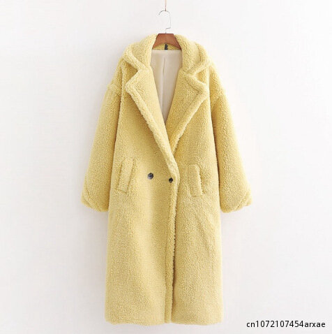 따뜻한 인조 모피 테디 코트 및 재킷 여성용, 두꺼운 턴 다운 칼라, 우아한 롱 겉옷, 2022 가을 겨울 상품