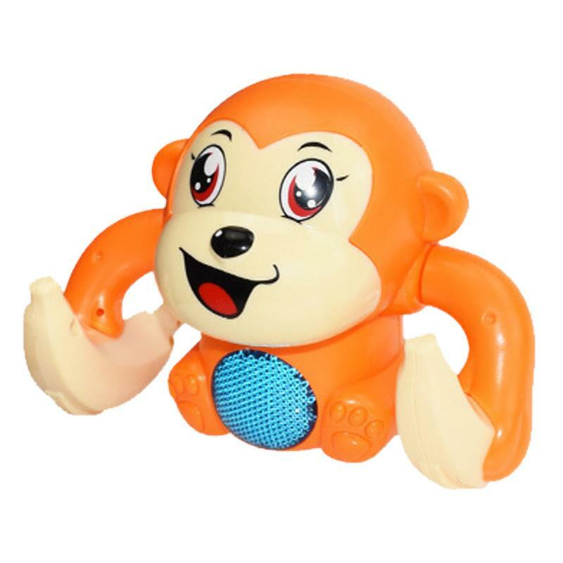 Electric Flipping Monkey Light Music Children Animal Model Toy Voice Control Induction Cartoon Rolling Banana Baby Electric Toy