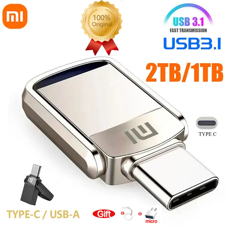 Xiaomi-memoria USB portátil para teléfono móvil, disco U de 2TB, 1TB, interfaz USB 3,1 tipo C, 256GB, 128GB, 512GB, transmisión recíproca