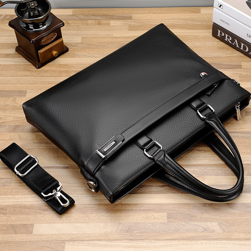 Handbag Business Briefcase for Men Brand Top Leather 14 inch laptop briefcase leather men's shoulder messenger bags tote 2023