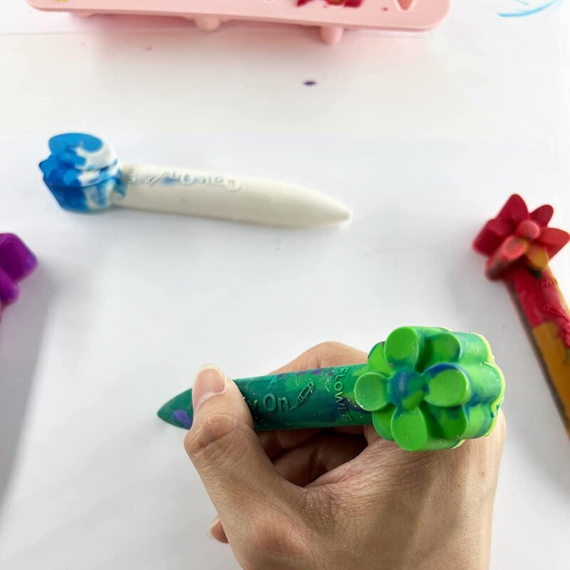 New-Crayon-Recycling formen, florale 3D-Buntstift-Silikonformen, ofens icher, reines Silikon, langlebig und wieder verwendbar