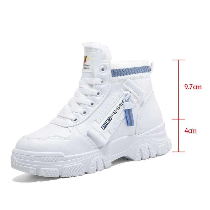 Sapatos de inverno das mulheres botas mulher 2021 grosso quente plataforma tênis feminino casual algodão branco curto tornozelo botas de mujer
