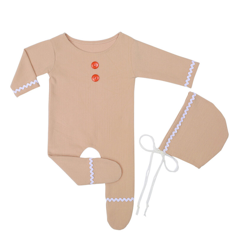 Новорожденный Фотография пропеллер новорожденный Рождественский комплект одежды имбирный человеческий комбинезон