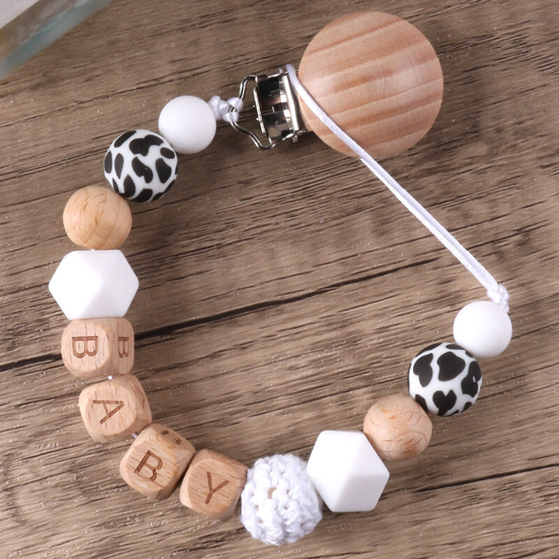 Baby Pacifier Clips Personalized Name Teether Dummy Nipples Holder Clip Chain Newborn Teething Toy Infant Feeding Accessorie