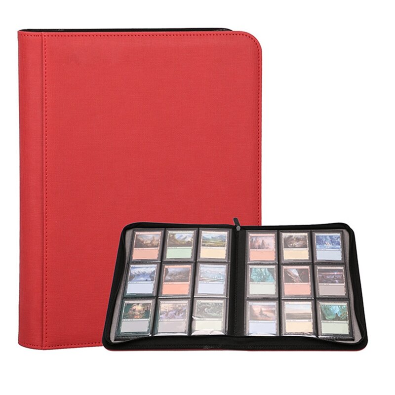 كتاب بطاقات ألعاب ساخن بـ 9 جيوب ، ألبوم بطاقات بسحاب تحميل جانبي ، صفحات ثابتة مع جيوب