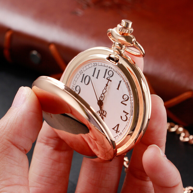 All Hunters-reloj de bolsillo de lujo para hombre y mujer, pulsera con colgante de cuarzo, color oro rosa, regalo