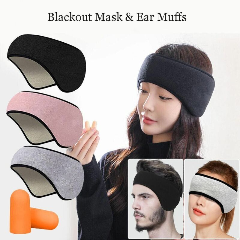 Adjustable Noise Cancellation Polyester Ear Muffs Sleeping Relaxing Blackout Mask Sleep Mask