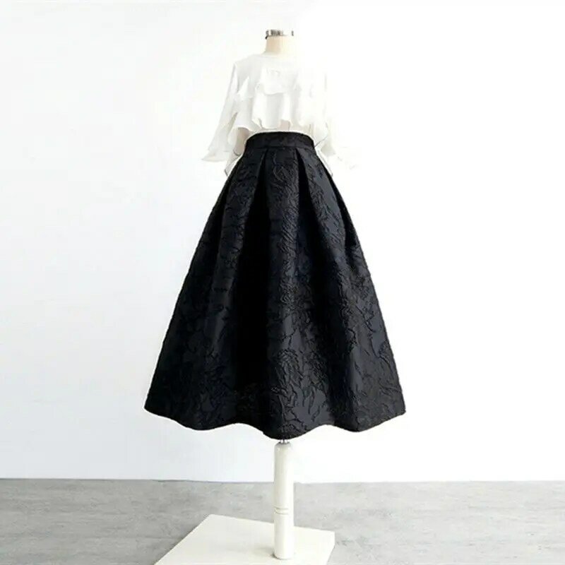 Female Temperament High Waist Jacquard Irregular Skirts Woman High-End Streetwear Vintage All-match Slimming A-line Skirt Q528