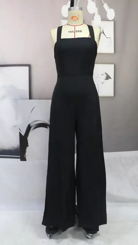 Suspenders Jumpsuits Rompers 2023 Women Holiday Casual Overalls Ladies Solid Color Bodysuit Wide Leg Loose Long Pants Trousers