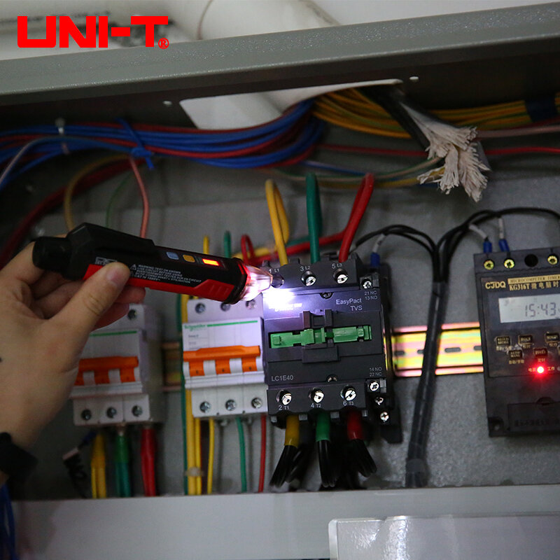 UNI-T Không Tiếp Xúc AC Điện Áp Đầu Báo Volt Bút IP67 Chỉ Báo Đèn LED Ổ Cắm Tường Volt Thử Bút Chì 24V-1000V UT12E UT12M
