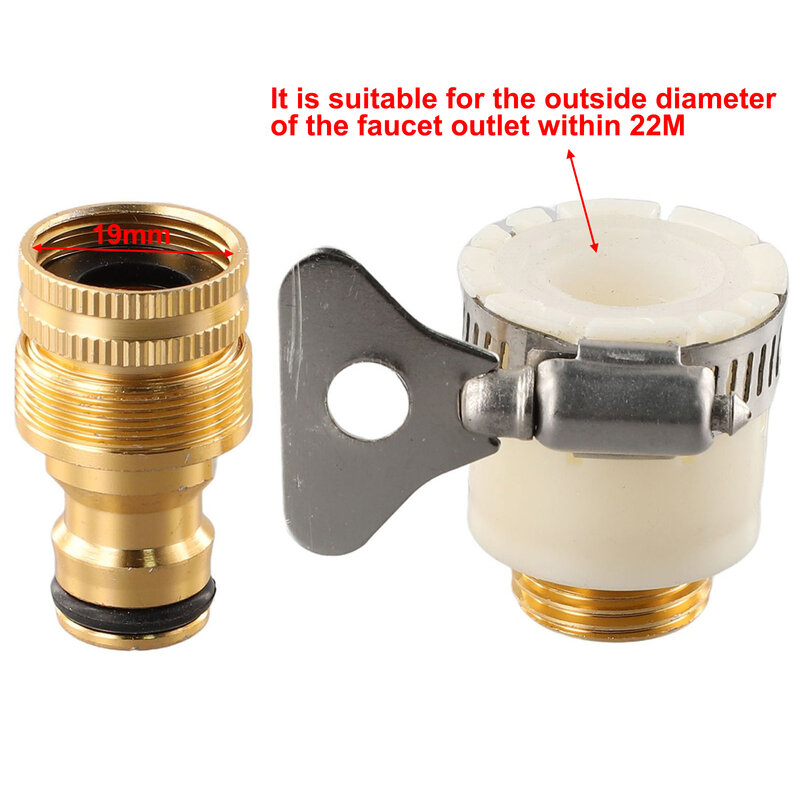 Tap Connector Faucet Adapter Aluminium Alloy Copper Plating Pipe Water Hose White&Gold 15-23mm Dishwashers Fitting