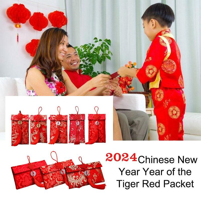 Traditional Lucky Money Bag Soft Surafce Faux Silk Visiting Relatives New Year Red Envelope for Bride Kids Birthday Red Env N5U8