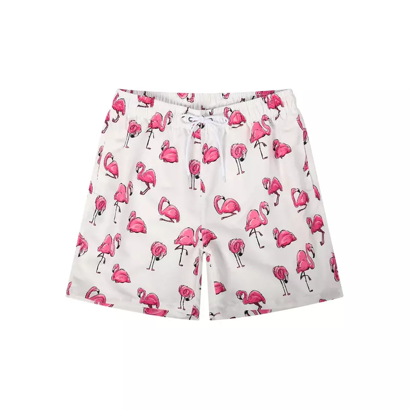 Flamingo Pattern Print Ee Shorts 2024 Men's Swim Shorts Comfortable and Stylish Men's and Women's Beach Shorts