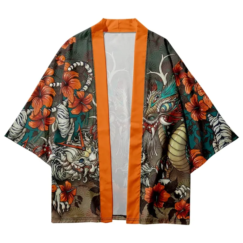 Kimono imprimé Anime japonais pour hommes et femmes, cardigan de plage, chemise d'entrée, vêtements asiatiques Haori traditionnels, cosplay à la mode, été
