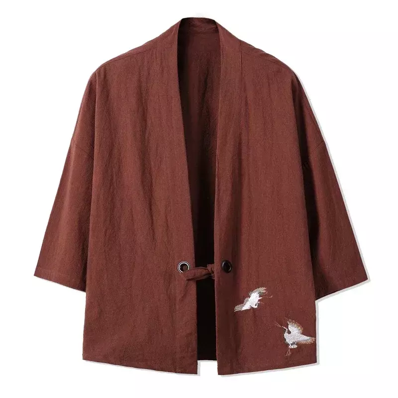 Hạc Thêu Haori Kimono Bông Tai Kẹp Phong Cách Nhật Bản Plus Size Nam Samurai Trang Phục Yukata Châu Á Quần Áo Cardigan Nữ Áo Khoác