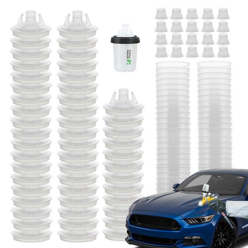 Automotive Spray Cup Disposable Paint Mixing Cup Paint Adapter Spray Paint Mixing Cup with 50 Disposable Paint Cup Accessories