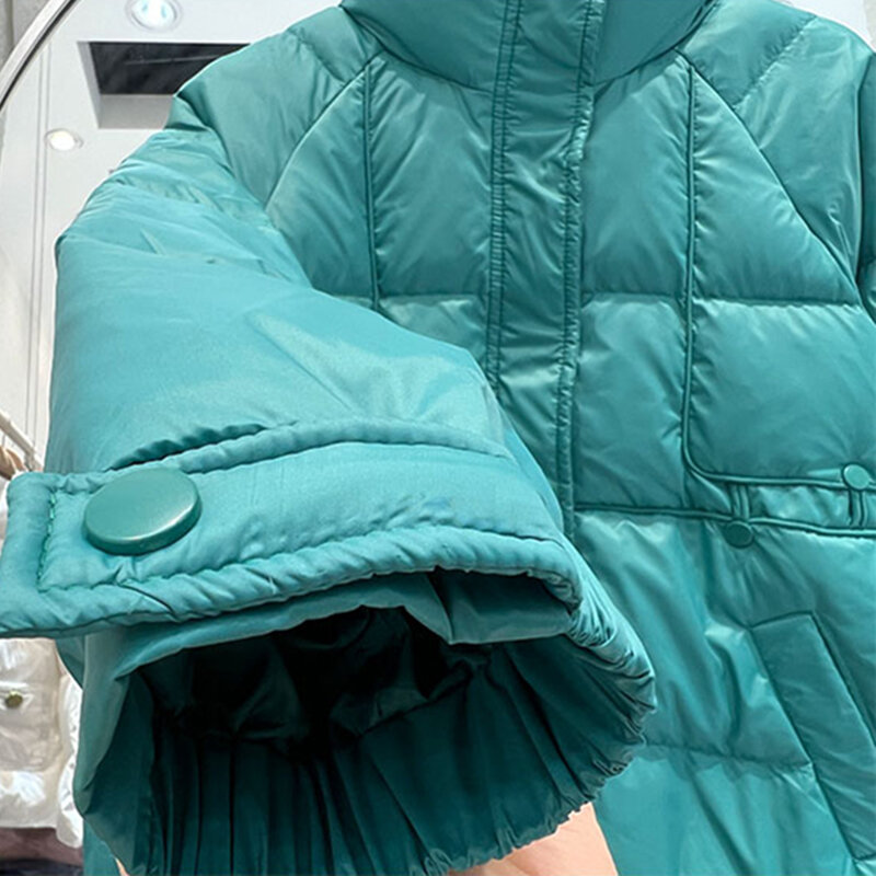 Jaket Down wanita, Luaran hangat kasual wanita jaket pendek warna polos, mantel parka bertudung baru musim dingin 2023