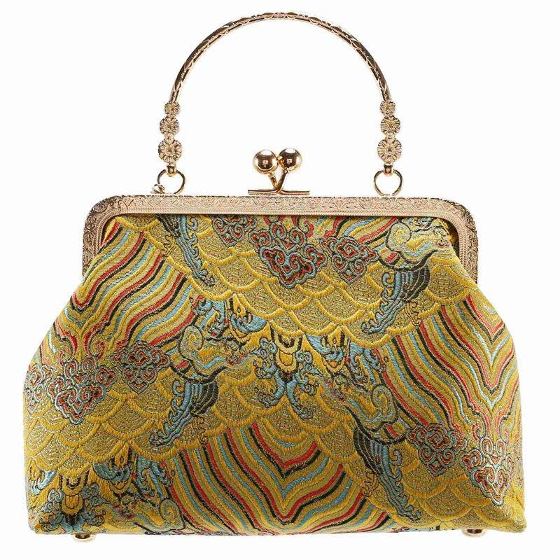 Женская Ретро сумка-халат Su Haiya, Элегантная нарядная Сумка-Ципао с кисточками, Золотая Банкетная сумка, диагональная желтая