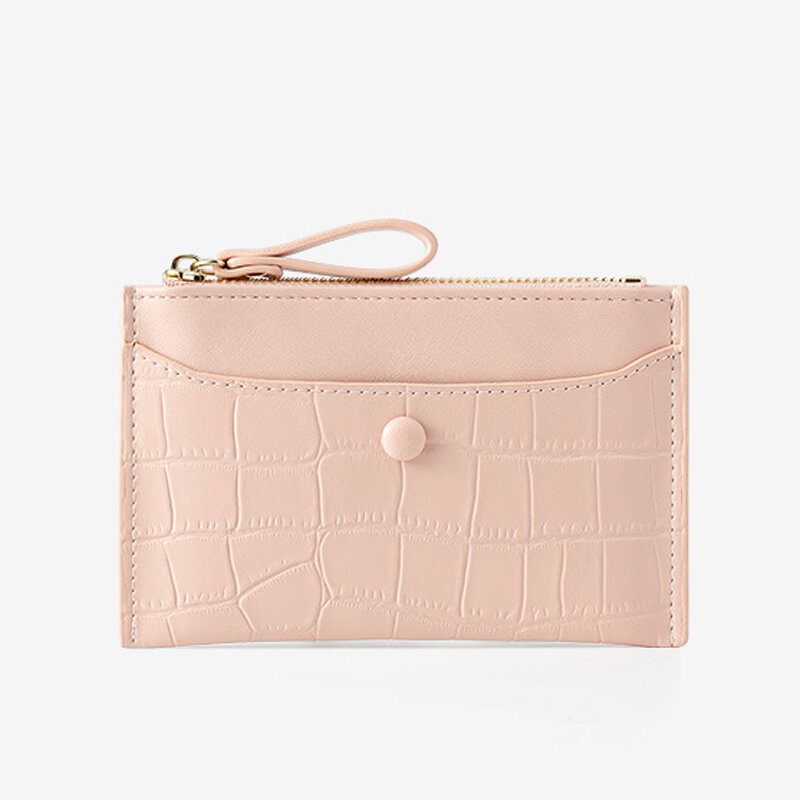 女性のための小さなジッパー付きの小さな財布,無地のデザインの小さな財布