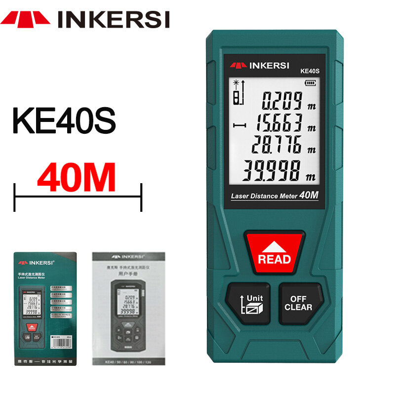 Inkersi-デジタルレーザー巻尺,40m,正確な距離計,建設ルーレット,非常にトレンディな測定