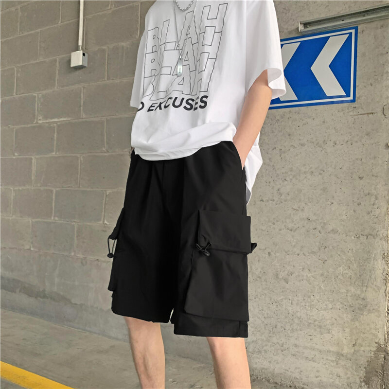 Summer Cargo Shorts Multi-pocket Solid Color Casual Shorts Loose Breathable Beach Five Trousers Male Jogging Sport Trousers E66