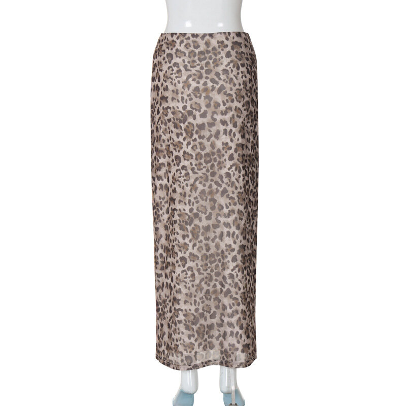 Lygens Leopard 여성용 하이 웨이트 튜브 스트레이트 스커트, Y2K 스트리트웨어 캐주얼 복장, 섹시한 도매 패션 의류, 여름